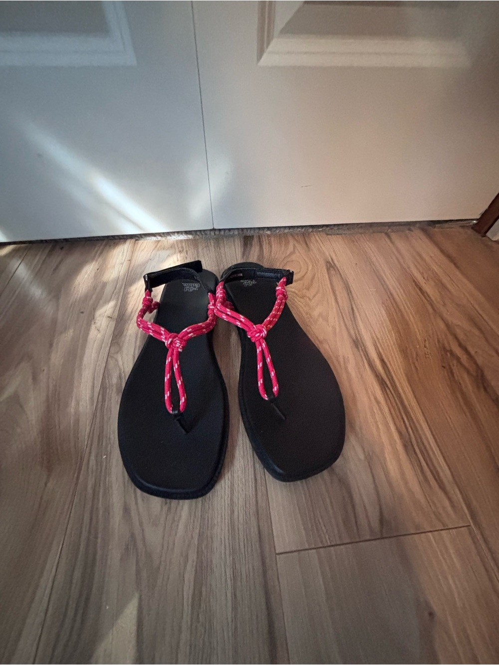 Women’s Black Sandals with Red Rope Straps
